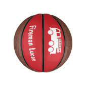 小さな少年の消防車の名前赤と白 ミニバスケットボール (縦)