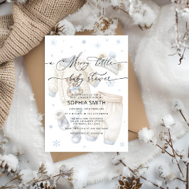 小さな少年誕生会 冬のベイビーシャワー 招待状