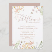 小さな山の花かわいい女の子の赤ちゃんシャワー 招待状 (正面/裏面)