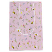 小さな山花が赤ちゃんシャワーの途中にある ミディアムペーパーバッグ (裏面)