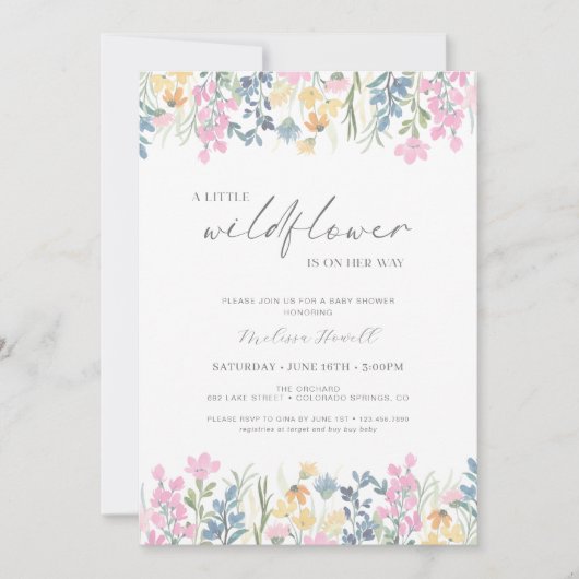 小さな山花が赤ちゃんシャワーを浴びる途中だ 招待状 (正面)