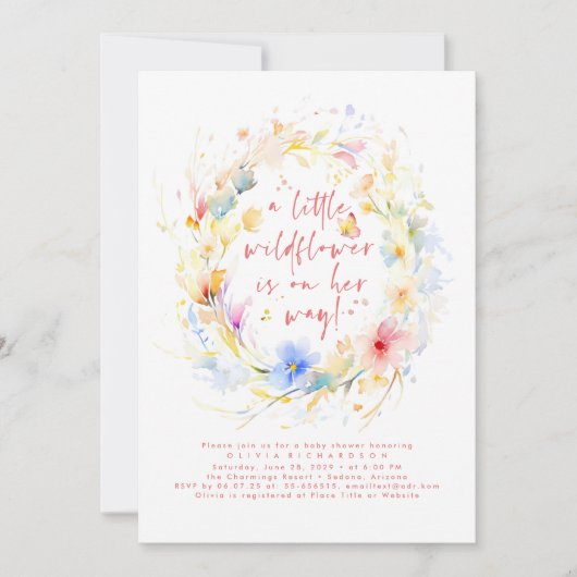 小さな山花が赤ちゃんシャワーを浴びる途中だ 招待状 (正面)