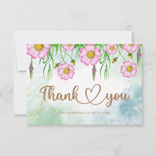 小さな山花が途中サンキューカード カード (正面)