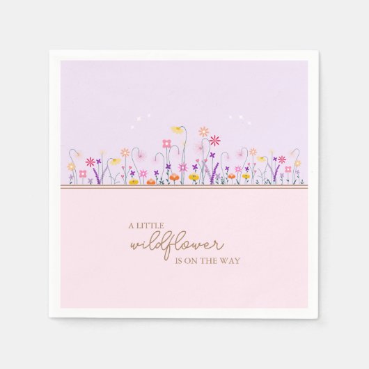 小さな山花の繊細なモダン赤ちゃんシャワー スタンダードカクテルナプキン (正面)