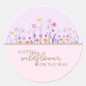 小さな山花の繊細なモダン赤ちゃんシャワー ラウンドシール (正面)