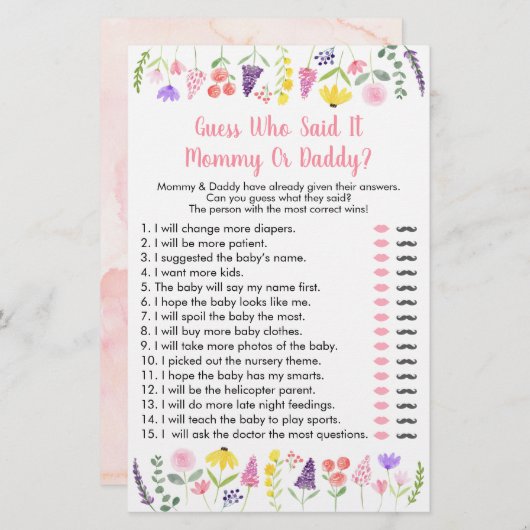 小さな山花はそれをシャワーのゲームを言った推測 (正面/裏面)