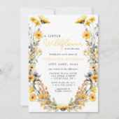 小さな山花黄色のボホの赤ちゃんシャワー 招待状 (正面)