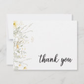 小さな山花黄色の水色の赤ちゃんシャワー サンキューカード (正面)