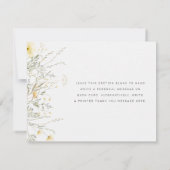 小さな山花黄色の水色の赤ちゃんシャワー サンキューカード (裏面)