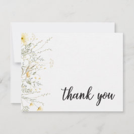 小さな山花黄色の水色の赤ちゃんシャワー サンキューカード