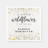 小さな山花黄色の水色の赤ちゃんシャワー スタンダードカクテルナプキン (正面)