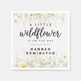 小さな山花黄色の水色の赤ちゃんシャワー スタンダードカクテルナプキン