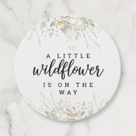 小さな山花黄色の水色の赤ちゃんシャワー フェイバータグ