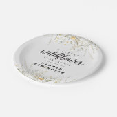 小さな山花黄色の水色の赤ちゃんシャワー ペーパープレート (アングル)