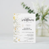 小さな山花黄色の水色の赤ちゃんシャワー ポストカード (スタンド正面)