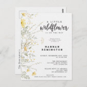 小さな山花黄色の水色の赤ちゃんシャワー ポストカード (正面/裏面)