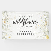 小さな山花黄色の水色の赤ちゃんシャワー 横断幕 (横)