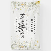 小さな山花黄色の水色の赤ちゃんシャワー 横断幕 (縦)