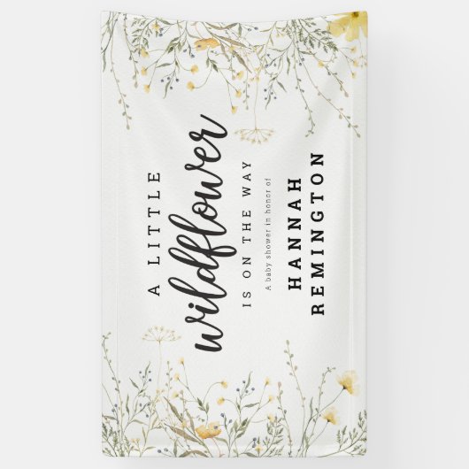 小さな山花黄色の水色の赤ちゃんシャワー 横断幕 (縦)