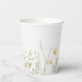 小さな山花黄色の水色の赤ちゃんシャワー 紙コップ (裏面)