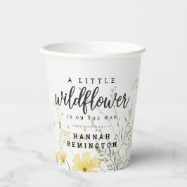 小さな山花黄色の水色の赤ちゃんシャワー 紙コップ