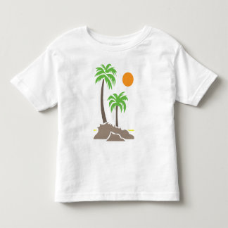小さな島のヤシの木と太陽 iso トドラーTシャツ