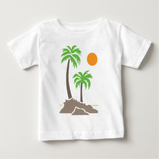小さな島のヤシの木と太陽 iso ベビーTシャツ