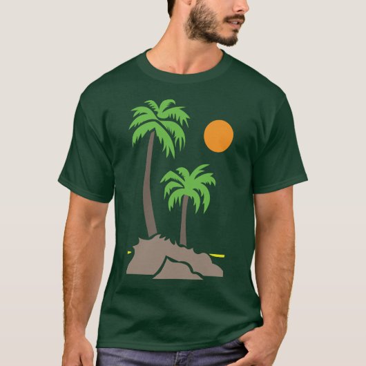 小さな島のヤシの木と太陽 iso tシャツ (正面)