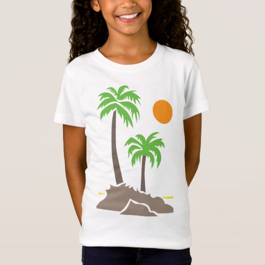 小さな島のヤシの木と太陽 iso tシャツ (正面)
