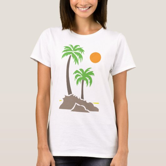 小さな島のヤシの木と太陽 iso tシャツ (正面)
