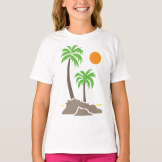 小さな島のヤシの木と太陽 iso tシャツ