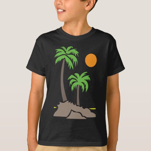 小さな島のヤシの木と太陽 iso tシャツ (正面)