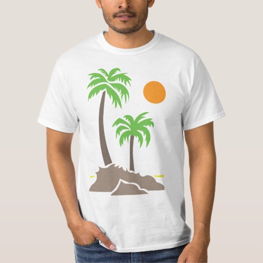 小さな島のヤシの木と太陽 iso tシャツ (正面)