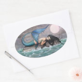 小さな島の人魚シール 楕円形シール (封筒)