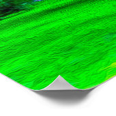 小さな川オレンジ色の花の木と緑の草 ポスター (角)