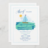 小さな帆船の赤ちゃんシャワー 招待状 (正面/裏面)