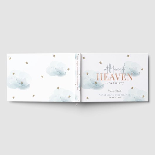 小さな平和の天国ブルークラウドボーイベビーシャワー ゲストブック (全面)