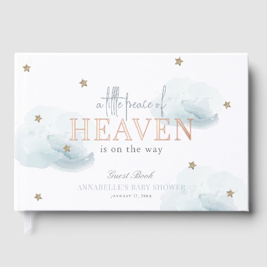 小さな平和の天国ブルークラウドボーイベビーシャワー ゲストブック (正面)