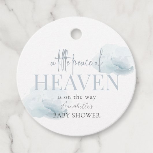 小さな平和の天国ブルークラウドボーイベビーシャワー フェイバータグ (正面)