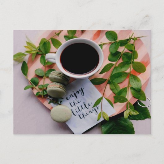 小さな幸せを大切に コーヒー お菓子 平穏 ポストカード (正面)