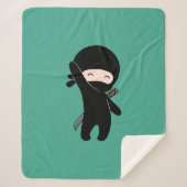 小さな幸せ忍者オンダークグリーン シェルパブランケット (正面)