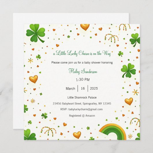 小さな幸運が訪れる 招待状 (正面/裏面)