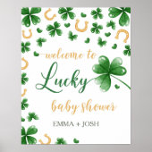 小さな幸運なチャームの赤ちゃんシャワー歓迎サイン ポスター (正面)