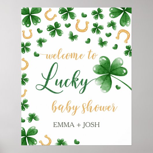 小さな幸運なチャームの赤ちゃんシャワー歓迎サイン ポスター (正面)