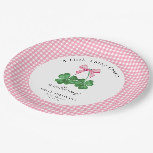 小さな幸運なチャームシャムロックベビーシャワー ペーパープレート (アングル)