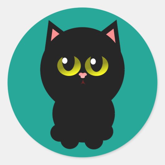 小さな幸運の黒猫 ラウンドシール (正面)