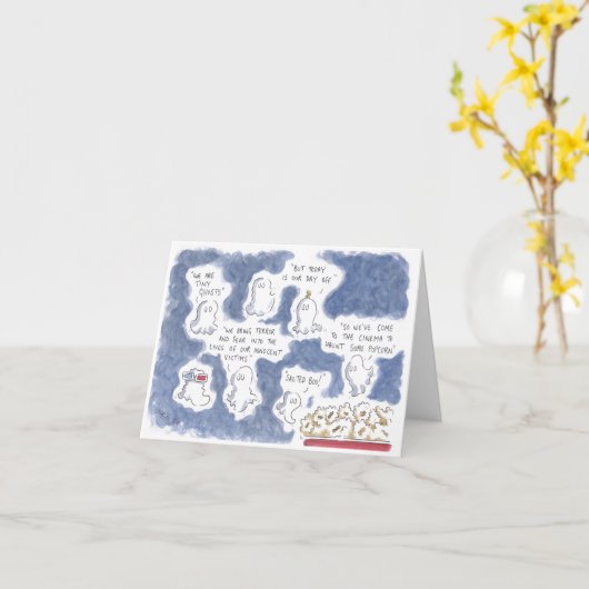 小さな幽霊が映画のグリーティングカードに移動 カード (黄色い花)