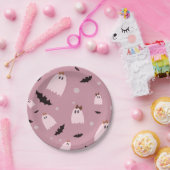 小さな幽霊たちと弓ピンクのハロウィーン ペーパープレート (パーティー)