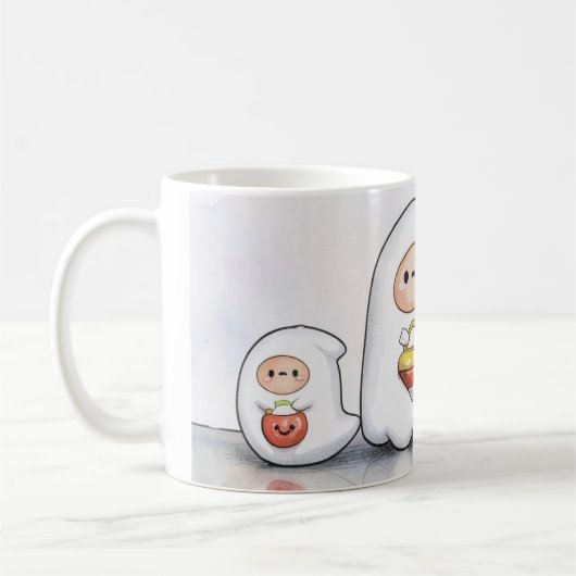 小さな幽霊のハロウィン コーヒーマグカップ (左)