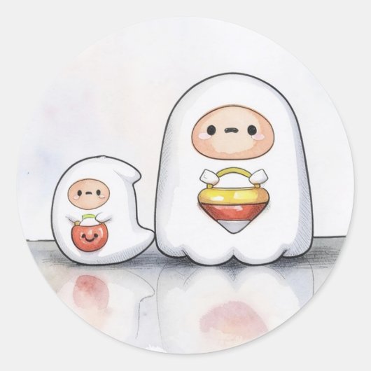 小さな幽霊 ハロウィン ラウンドシール (正面)